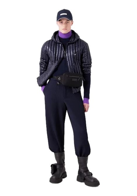 Piumino con cappuccio water repellent in nylon matelassé verticale EMPORIO ARMANI | Giubbotti | 6R1B79 1NKZZ0920